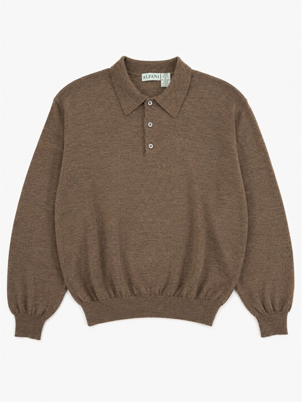 Alfani Made In Italy 100% Merino Wool Knit Polo Sweater Brown Men's M Luxury
